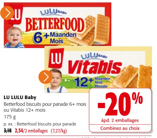Offre: Betterfood biscuits pour panade 6+ mois ou Vitabis 12+ mois