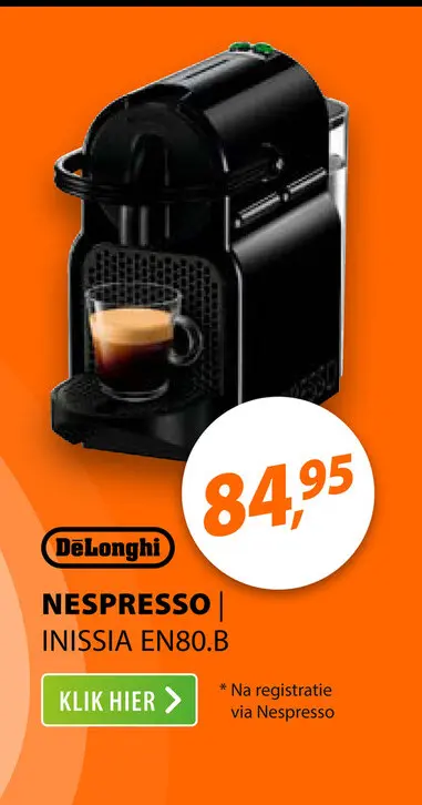 Aanbieding: DeLonghi Nespresso Inissia EN80.B Zwart