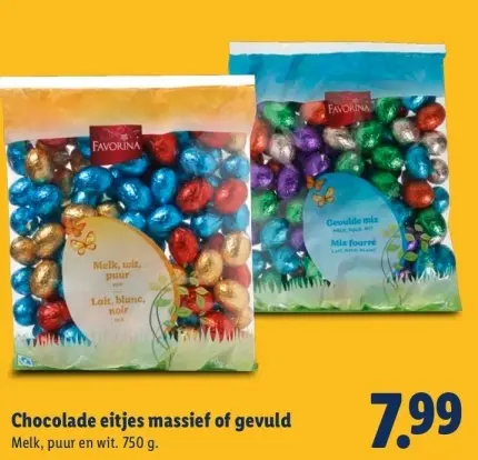 Aanbieding: Chocolade eitjes massief of gevuld