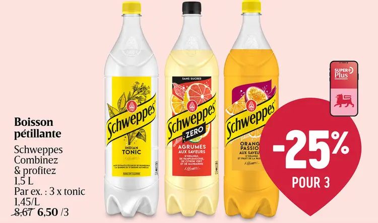 Offre: Boisson pétillante Schweppes