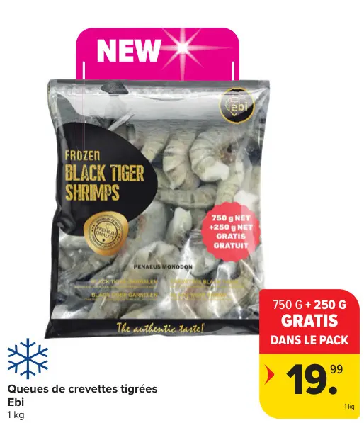 Offre: Queues de crevettes tigrées