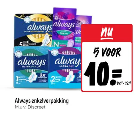 Aanbieding: Always enkelverpakking M.u.v. Discreet