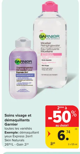 Offre: Soins visage et démaquillants Garnier