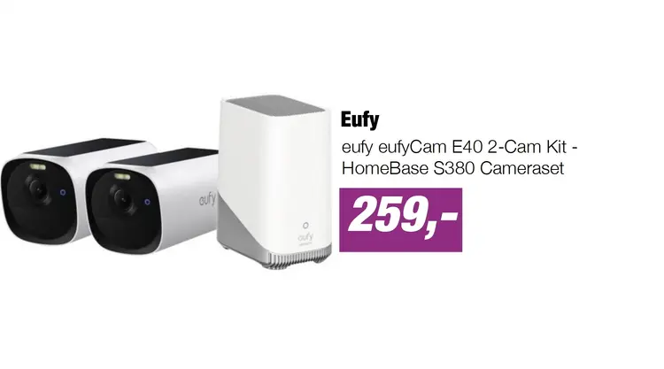 Aanbieding: eufy eufyCam E40 2-Cam Kit - HomeBase S380 Cameraset