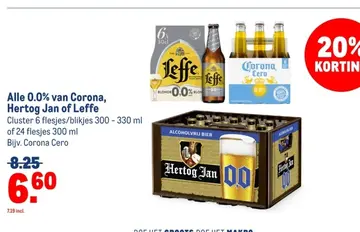Aanbieding: Alle 0.0% van Corona, Hertog Jan of Leffe