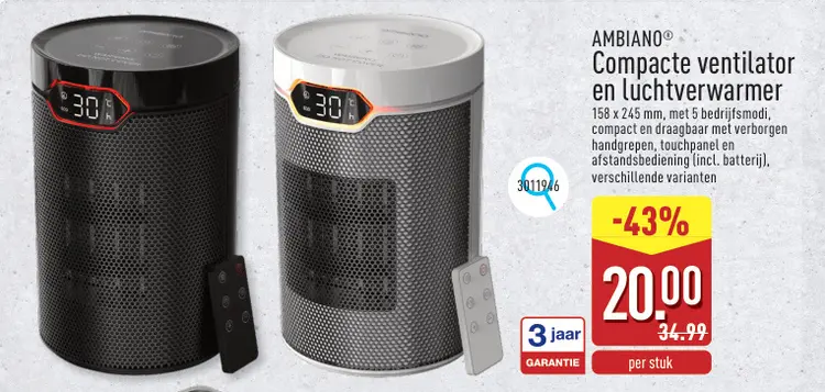 Promotie: Compacte ventilator en luchtverwarmer