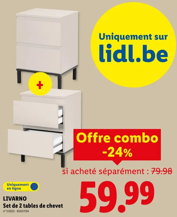 Offre: Set de 2 tables de chevet