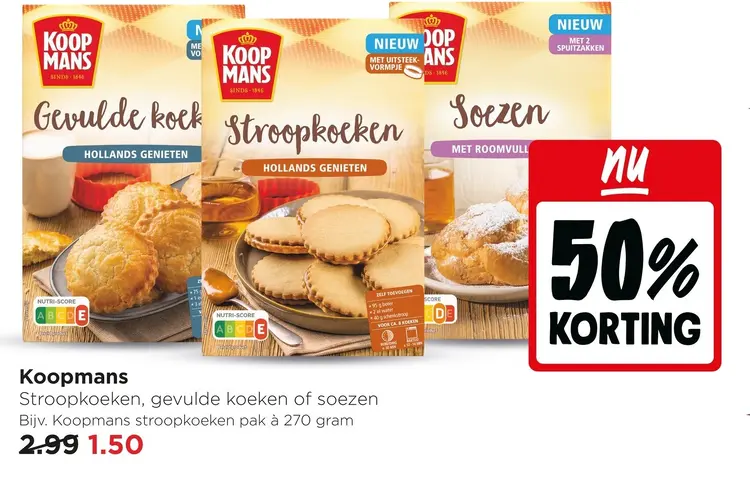Aanbieding: Koopmans Stroopkoeken, gevulde koeken of soez