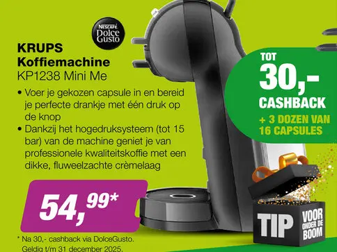 Aanbieding: KRUPS NESCAFE Dolce Gusto KP1238 Mini Me koffiemachine