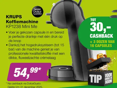 Aanbieding: KRUPS NESCAFE Dolce Gusto KP1238 Mini Me koffiemachine