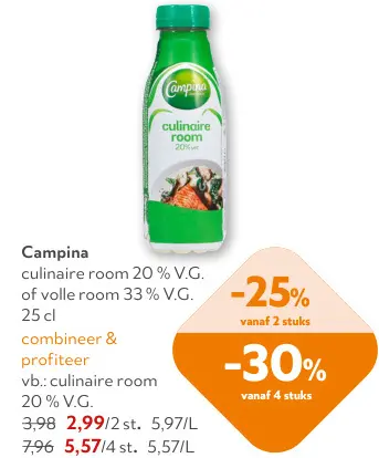 Promotie: Culinaire room 20 % V.G. of volle room 33 % V.G.