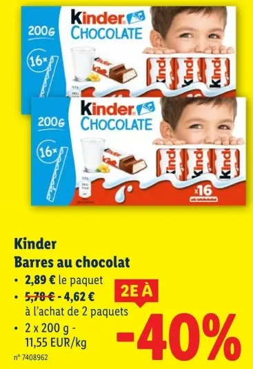 Offre: Barres au chocolat