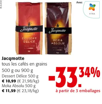 Offre: Jacqmotte tous les cafés en grains