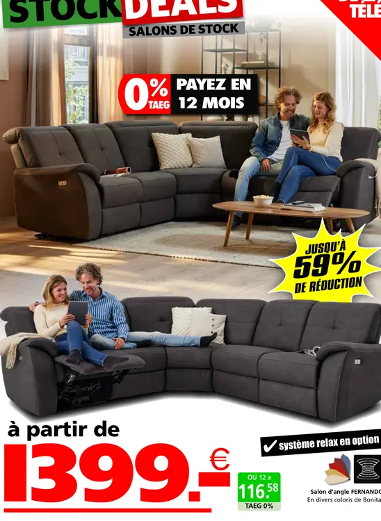 Offre: Salon d'angle FERNANDO