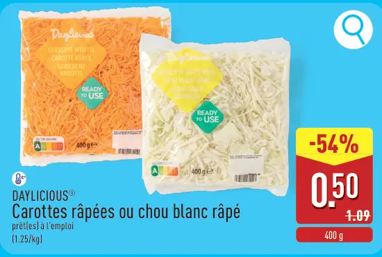 Offre: Carottes râpées ou chou blanc râpé