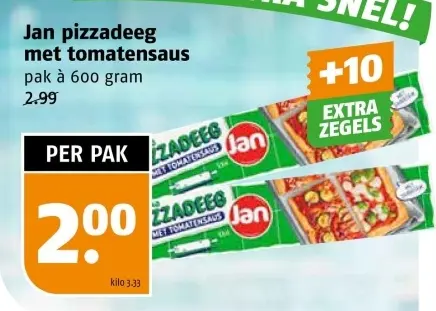 Aanbieding: Jan pizzadeeg met tomatensaus