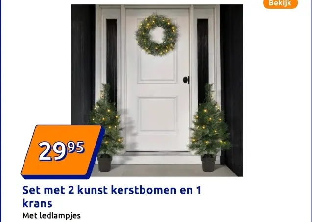 Aanbieding: Set met 2 kunst kerstbomen en 1 krans