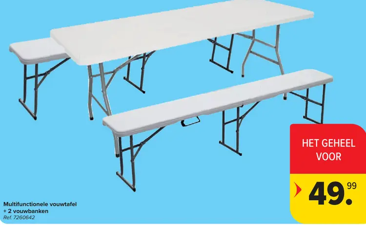 Promotie: Multifunctionele vouwtafel + 2 vouwbanken