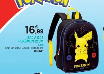 Offre: SAC À DOS POKÉMON