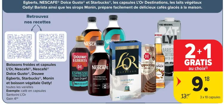 Offre: Boissons froides et capsules