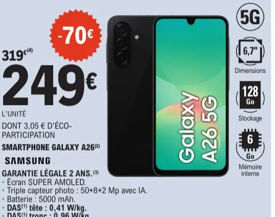Offre: Smartphone Galaxy a26