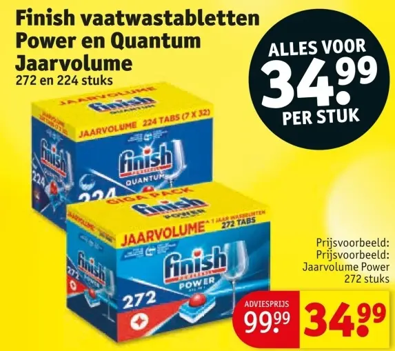 Aanbieding: Finish vaatwastabletten Power en Quantum Jaarvolume