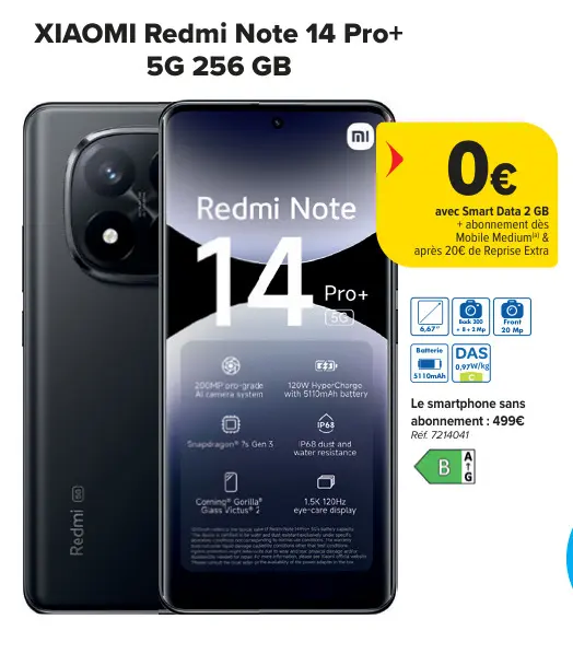 Offre: Redmi Note 14 Pro+ 5G 256 GB