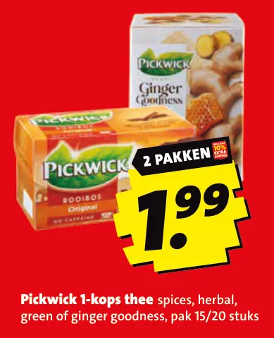 Aanbieding: Pickwick 1-kops thee spices, herbal, green of