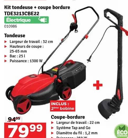Offre: Kit tondeuse + coupe bordure