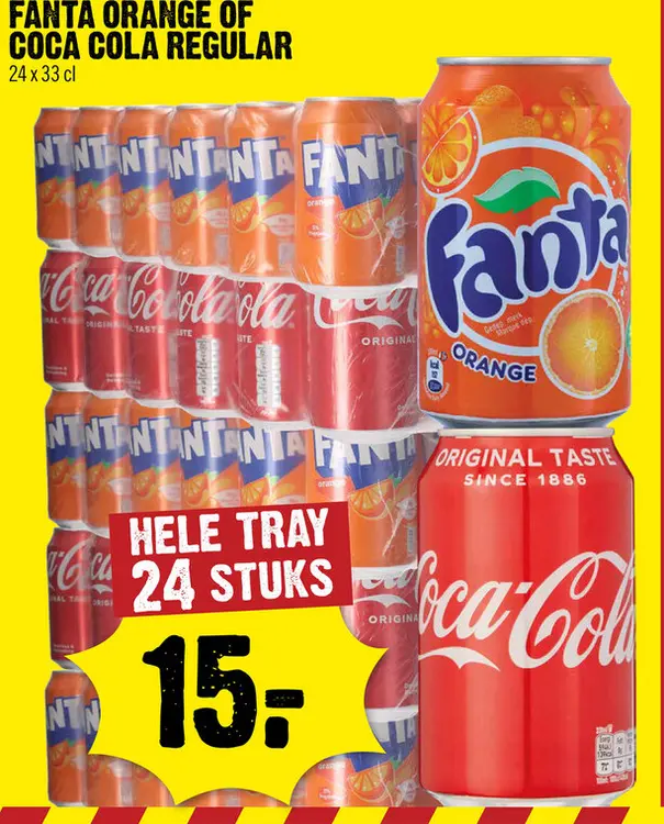 Aanbieding: Fanta orange of coca cola regular
