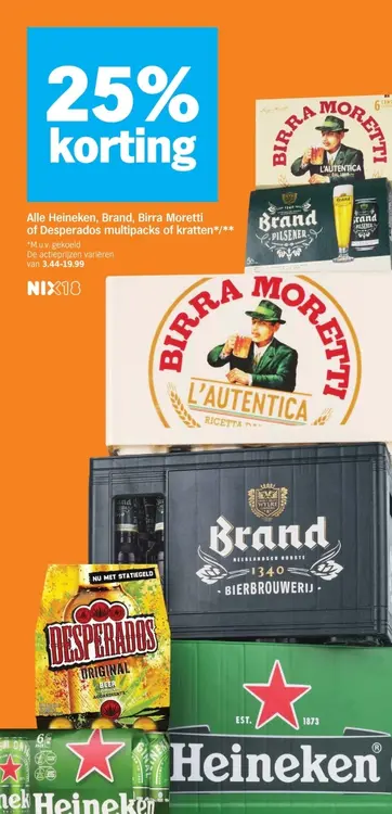 Aanbieding: Alle Heineken, Brand, Birra Moretti of Desperados multipacks of kratten