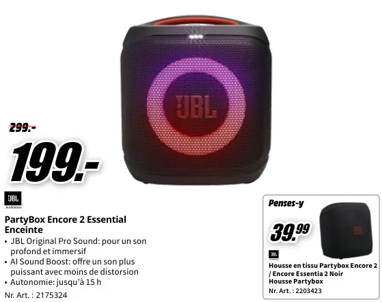 Offre: PartyBox Encore 2 Essential Enceinte