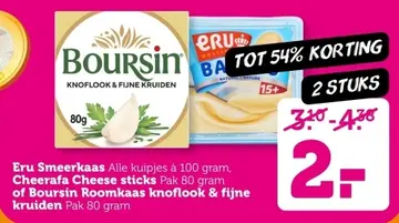 Aanbieding: Eru Smeerkaas Cheerafa Cheese sticks of Boursin Roomkaas knoflook & fijne kruiden
