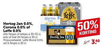 Aanbieding: Hertog Jan 0.0%, Corona 0.0% of Leffe 0.0%