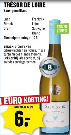 Aanbieding: Tresor de Loire Sauvignon Blanc 75 cl