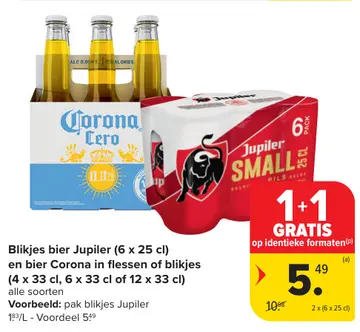 Aanbieding: Blikjes bier Jupiler en bier Corona in flesse