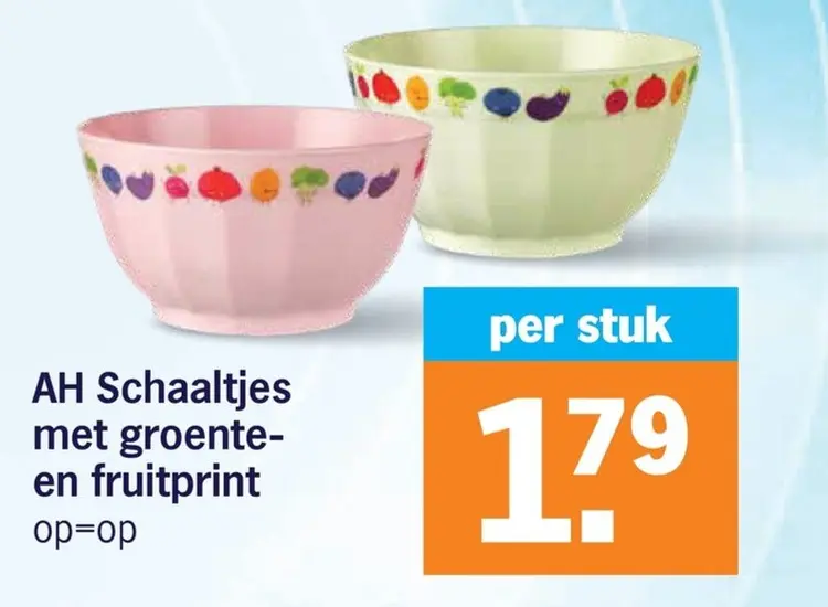 Aanbieding: AH Schaaltjes met groente- en fruitprint