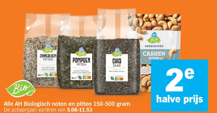 Aanbieding: AH Biologisch noten en pitten