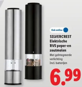 Aanbieding: Elektrische RVS peper- en zoutmolen