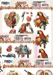 Aanbieding: Bb Romantic birds 3D push out Romantic Parrot