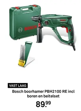 Aanbieding: Bosch boorhamer PBH2100 RE incl boren en beit