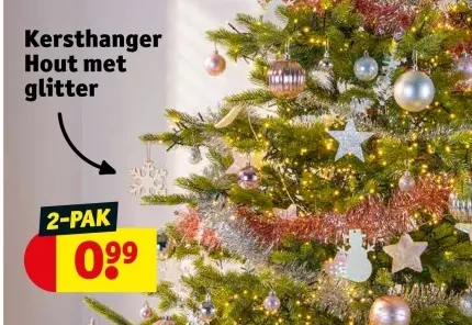 Aanbieding: Kersthanger Hout met glitter