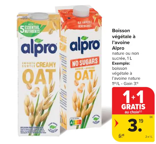 Offre: Boisson végétale à l'avoine