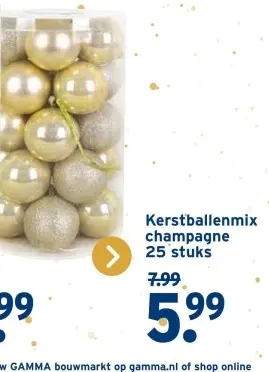 Aanbieding: Kerstballenmix champagne
