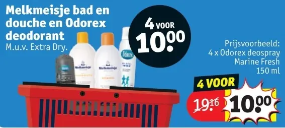 Promotie: Melkmeisje bad en douche en Odorex deodorant