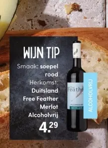 Aanbieding: Free Feather Merlot Alcoholvrij