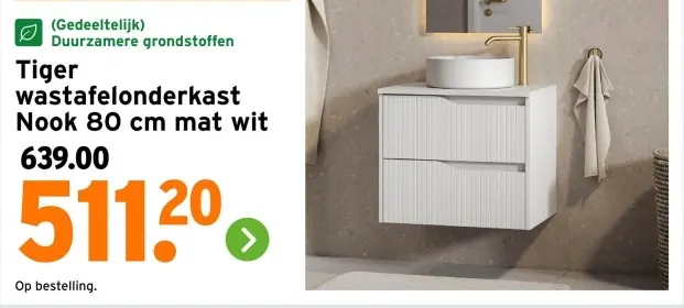 Aanbieding: wastafelonderkast Nook 80 cm mat wit