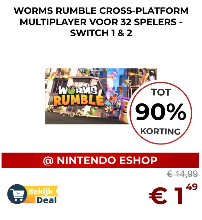 Aanbieding: Worms rumble cross-platform multiplayer voor 32 spelers - switch 1&2