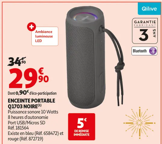 Offre: Enceinte portable q1703 noire