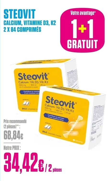 Offre: Steovit calcium, vitamine d3, k2